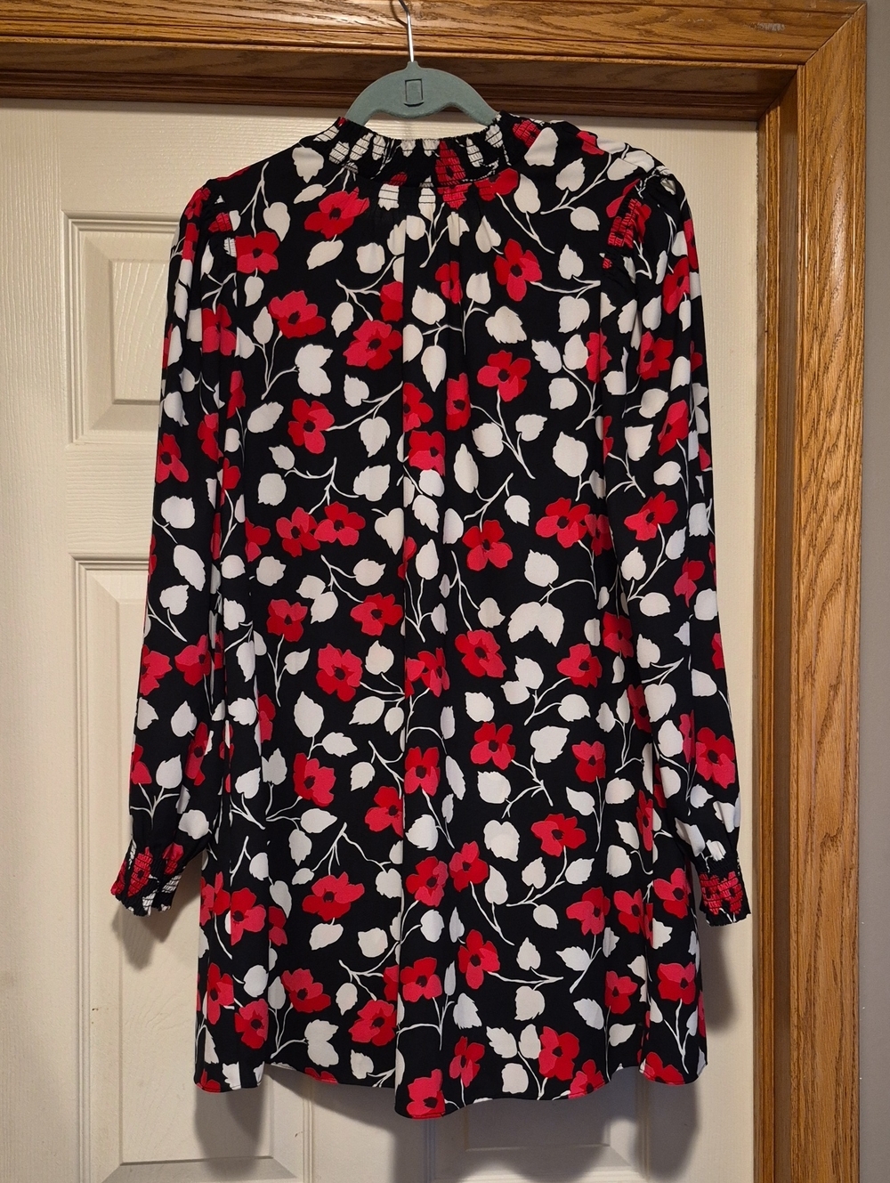 kate spade Black Dress with Red and White Floral Pattern